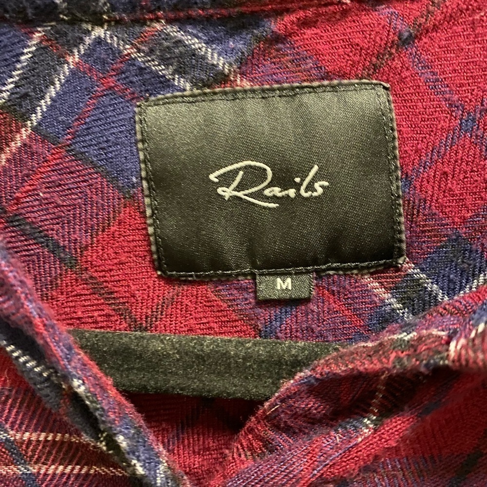 Rails Dylan Button Down Flannel In Oxblood/Navy Size M - Picture 8 of 12